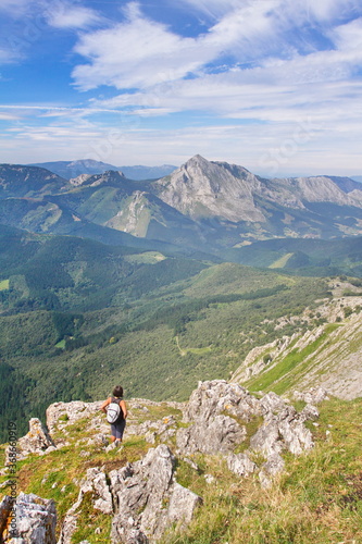 Udala, Gipuzkoa/Basque Country; Aug. 19, 2016. Hiking day through the Udalatx mountain. In the background Anboto and the Urkiola Natural Park. photo