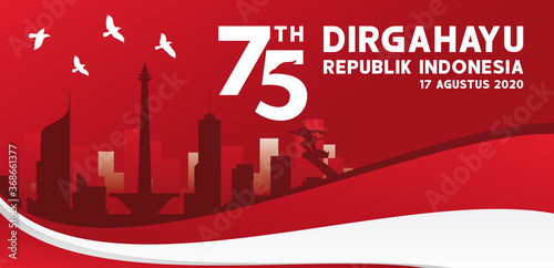 Indonesia Happy Independence Day. 75th Indonesian Independence Day Graphic Design for banner, flyer, greeting card, Illustration vector