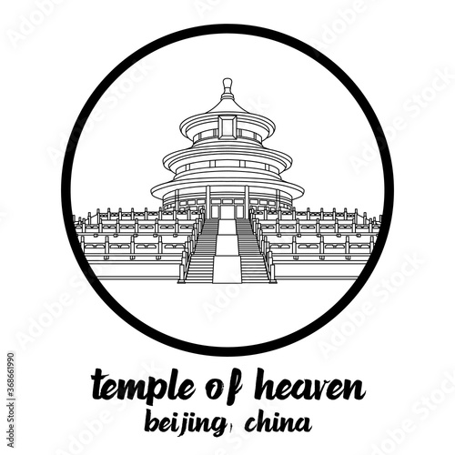 Circle Icon line Temple of Heaven. Vector illustration