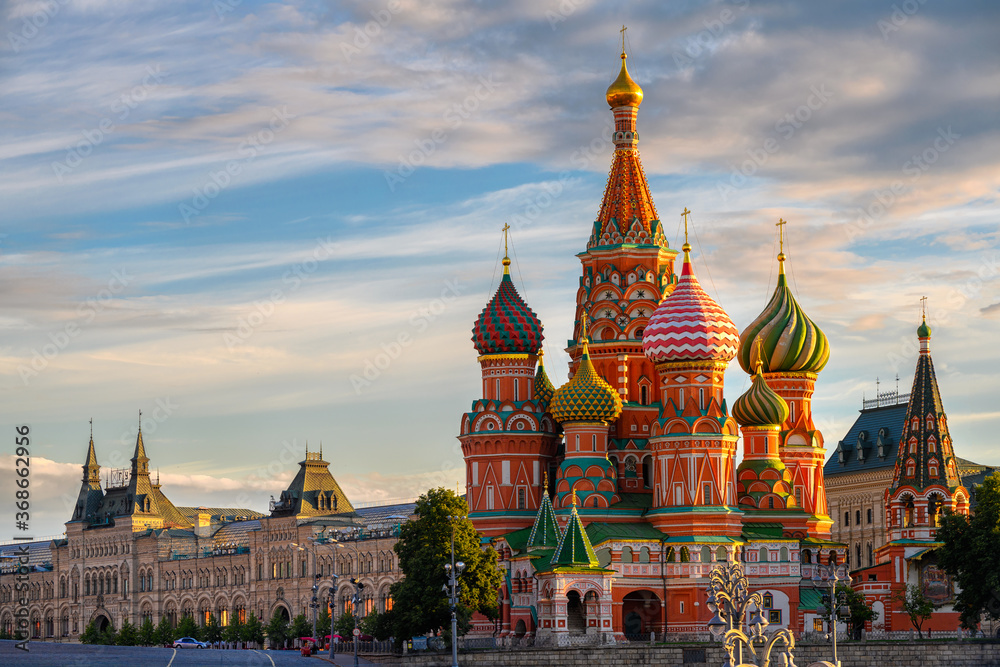 Saint Basil's Cathedral and Red Square in Moscow, Russia. Architecture and landmarks of Moscow. Cityscape of Moscow Saint Basil's Cathedral and Red Square in Moscow, Russia. Architecture and landmarks of Moscow. Cityscape of Moscow