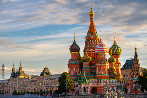 Saint Basil's Cathedral and Red Square in Moscow, Russia. Architecture and landmarks of Moscow. Cityscape of Moscow