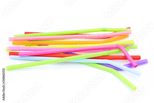 Colorful drinking straws isolated on white background