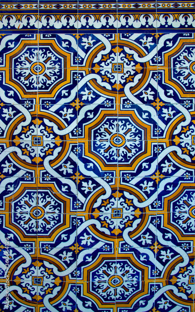 Détail de mur en azulejos à Viana do Castelo, Portugal