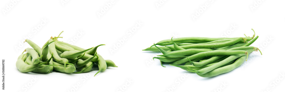 Few green french beans isolated on the white background Few green french beans isolated on the white background
