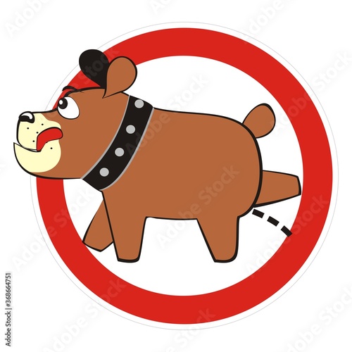 ban on walking dogs, humorous vector illustration