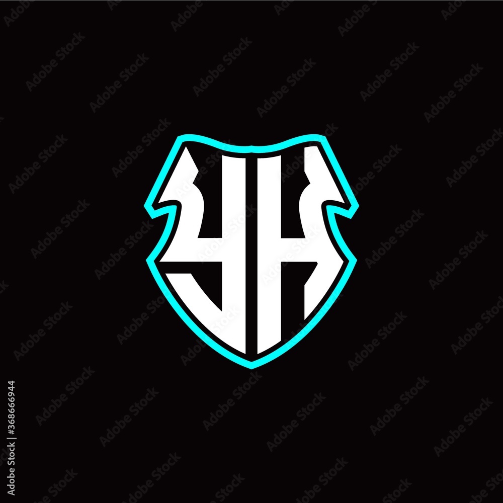 Y H initial logo design with a shield shape Y H initial logo design with a shield shape