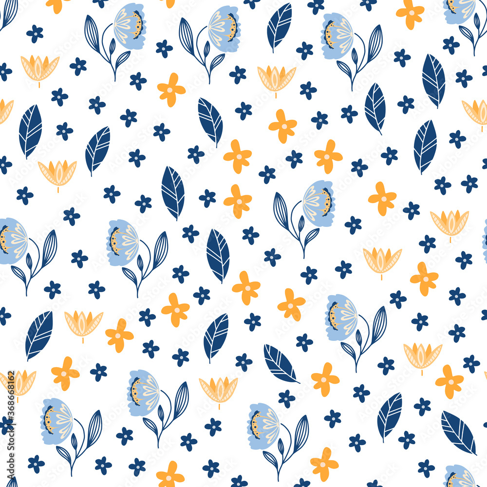 Obraz premium Seamless pattern in Scandinavian and Folk art style