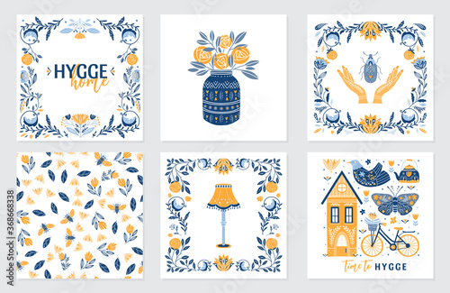 Greeting cards in Scandinavian, Nordic and Folk art style
