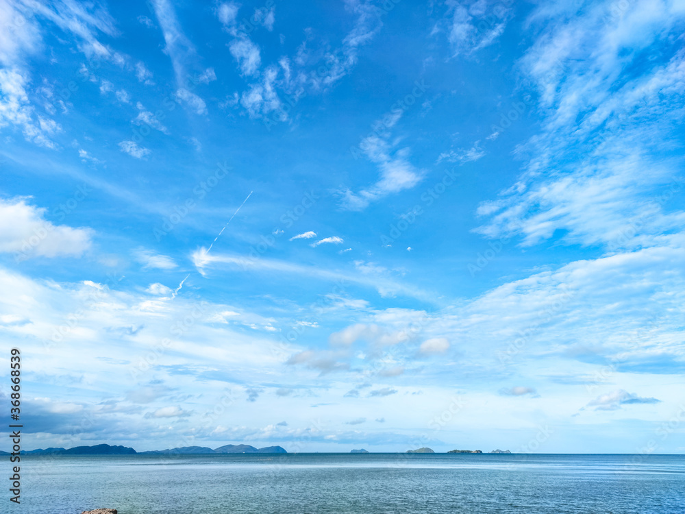 blue sky and clouds. Picture beautiful natural cloud sky and sea beach 