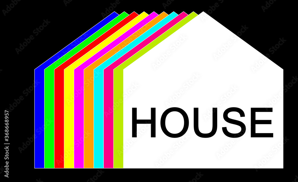 House in scheme for the logo, with multi-colored linear elements ...