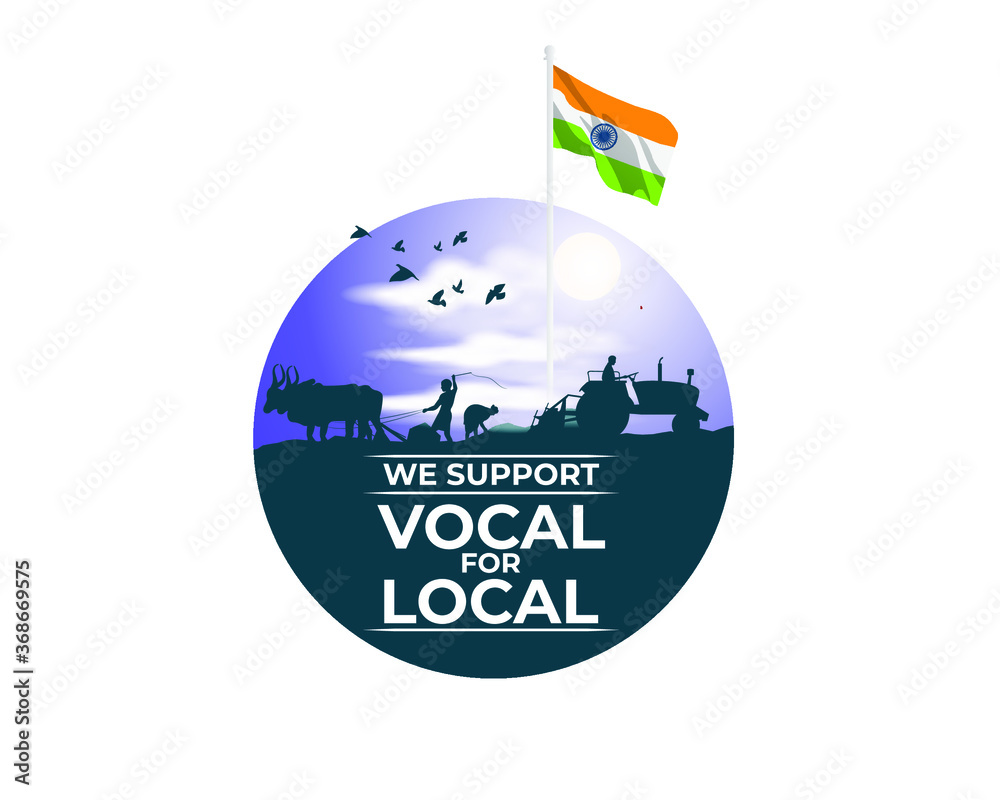vector illustration for self dependent India with Hindi text atma ...