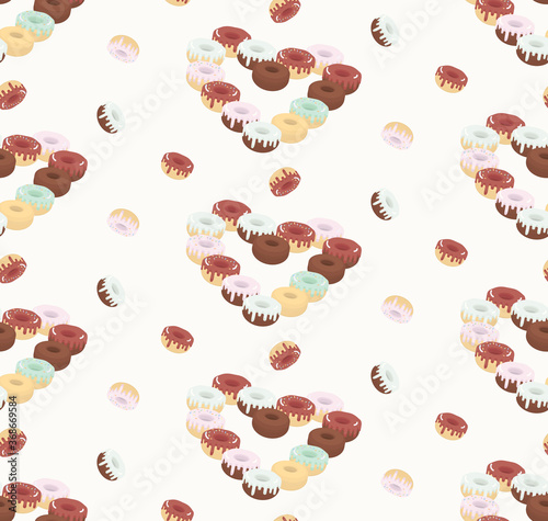 Pattern for wrapping paper for sweet valentine's day with donut heart.
