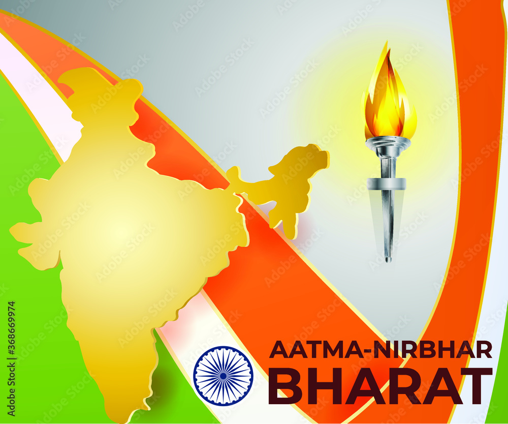 vector illustration for self dependent India with Hindi text atma ...