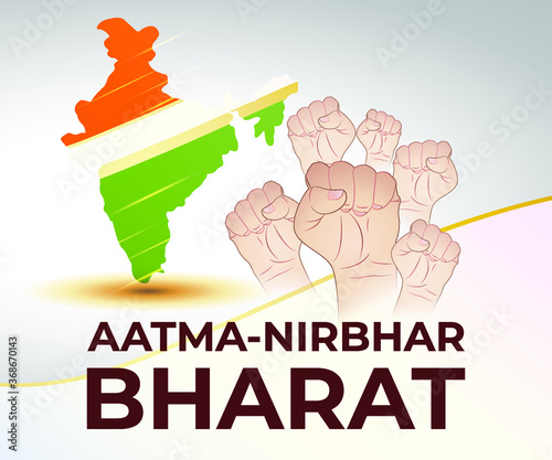 vector illustration for self dependent India with Hindi text atma nirbhar bharat means  self dependent India