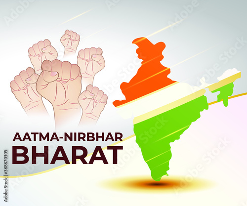 vector illustration for self dependent India with Hindi text atma nirbhar bharat means  self dependent India