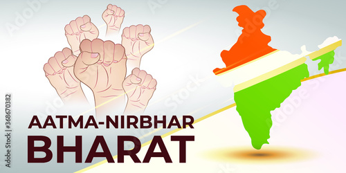 vector illustration for self dependent India with Hindi text atma nirbhar bharat means  self dependent India