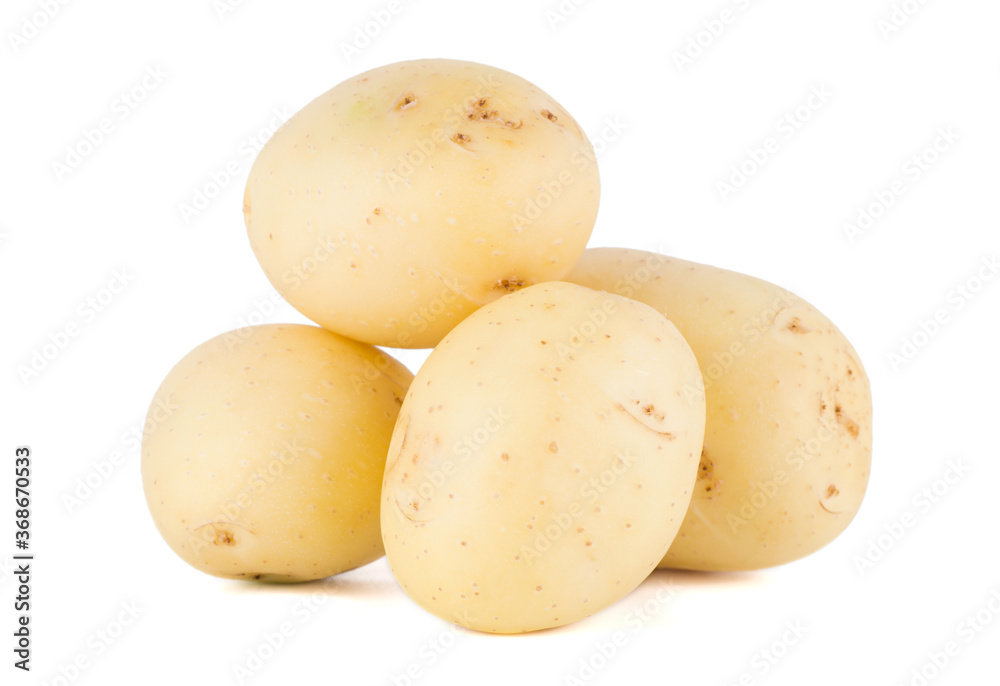 raw potatoes isolated on white background close up raw potatoes isolated on white background close up