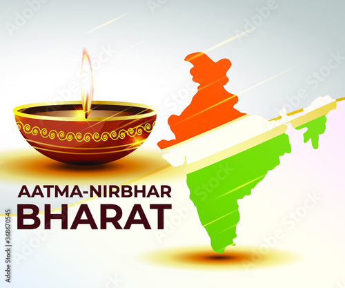 vector illustration for self dependent India with Hindi text atma nirbhar bharat means  self dependent India