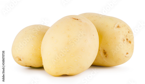 raw potatoes isolated on white background close up