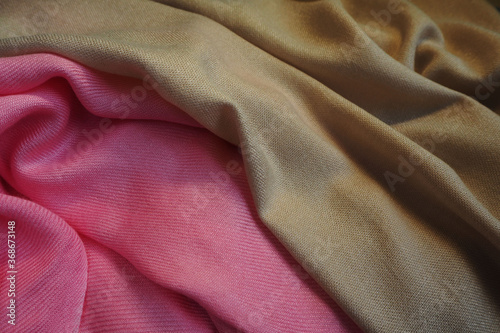 two scarves close pink and beige