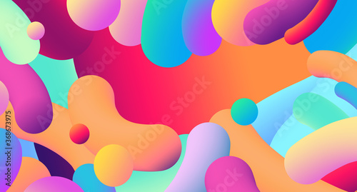 Digital Illustration. Color blot abstract saturated horizontal background.