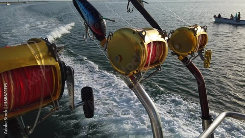 Deep Sea Fishing Reel on a boat 