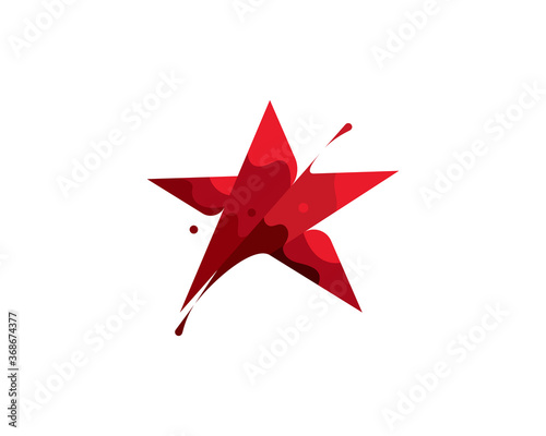 Star colorful modern minimal style illustration. Creative icon logo splash concept explosion with drops. Vision logo emblem symbol logotype