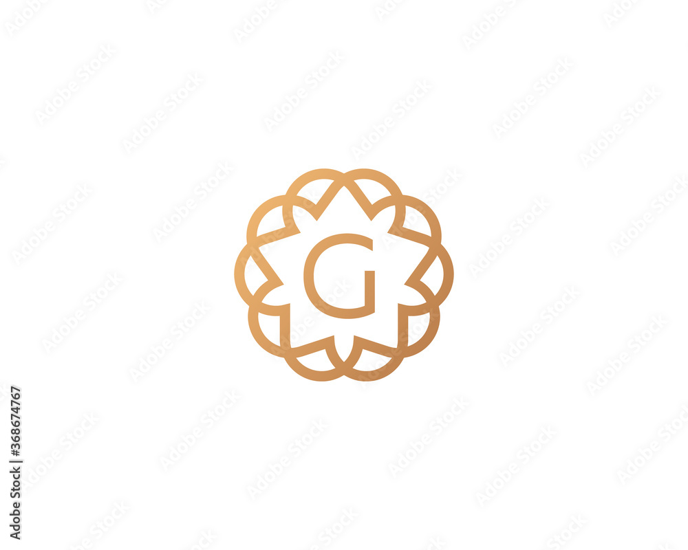 Abstract linear monogram letter G logo icon design modern minimal style illustration. Premium alphabet round wreath frame line emblem sign symbol mark logotype Abstract linear monogram letter G logo icon design modern minimal style illustration. Premium alphabet round wreath frame line emblem sign symbol mark logotype