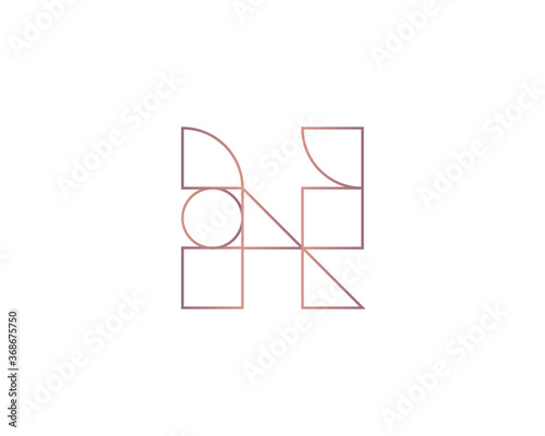 Abstract letter H logo design template on light background. Premium line gradient alphabet from geometric shapes emblem sign symbol mark logotype.