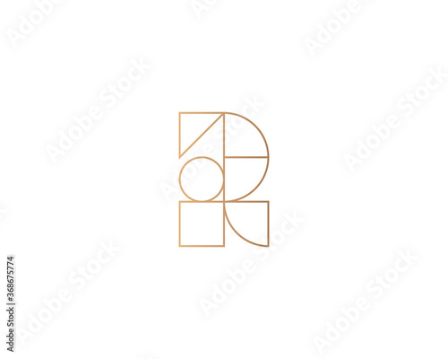 Abstract letter R logo design template on light background. Premium line gradient alphabet from geometric shapes emblem sign symbol mark logotype.