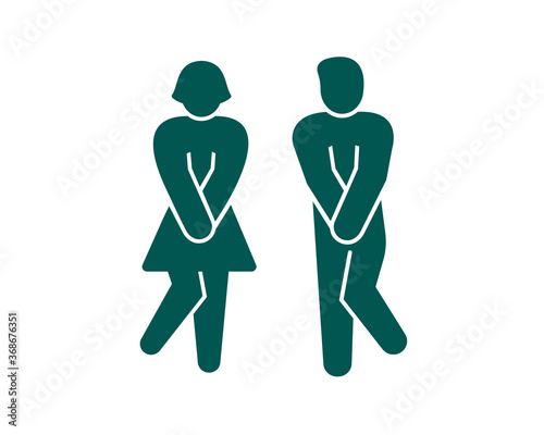 Wc restroom bathroom icon template. Male female toilet indicating sign symbol. Illustration in minimal style.