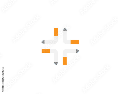 Photography Cross of four cigarettes logo on white background