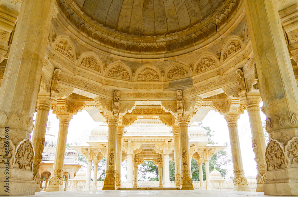Architectural details of Royal Gaitor Tumbas or Tombs in Jaipur