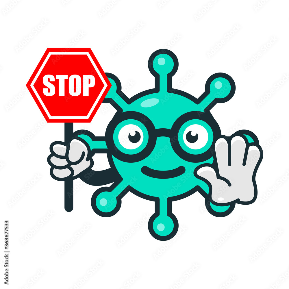 funny stop virus mascot character