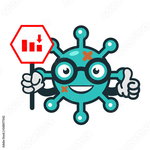 the virus mascot character is down funny