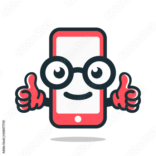 cute smartphone character mascot