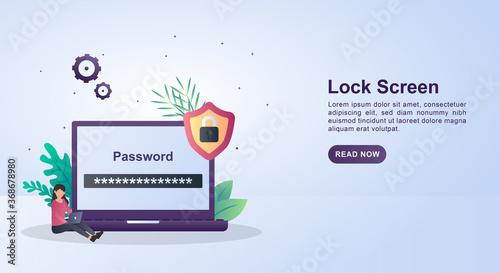 Illustration concept of lock screen for more privacy.