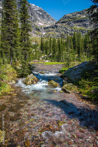 Mountain stream in Glacier National Park near Sperry Chalet.