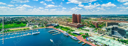 Inner harbor in Baltimore, Maryland on a clear day photo
