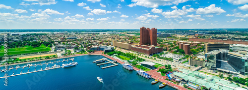 Inner harbor in Baltimore, Maryland on a clear day