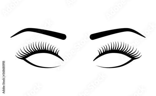 Beautiful long eyelashes with eyebrows for make up isolated on white background. - Vector