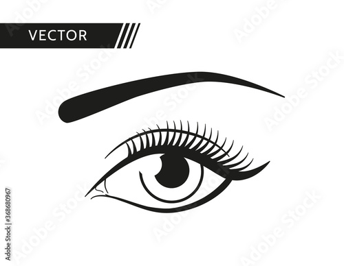 Beutiful woman eye vector. Winged eyeliner makeup