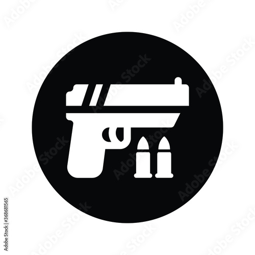 Pistol and bullet, weapon black icon
