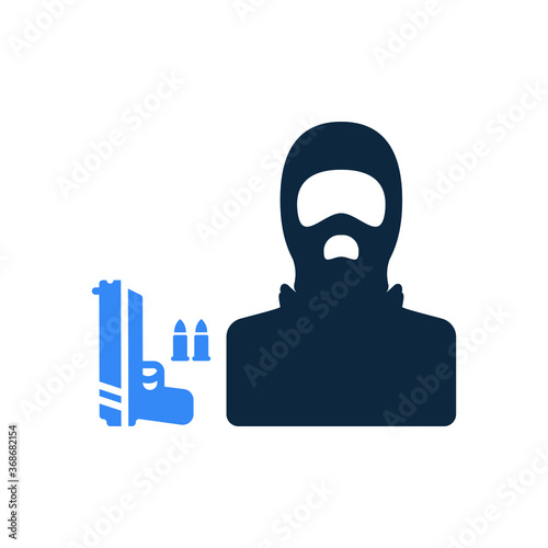Terrorism, terrorist icon / vector graphics