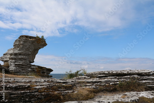 Hoburgen cliff area in the southernmost part of the Swedish island of Gotland, Sweden