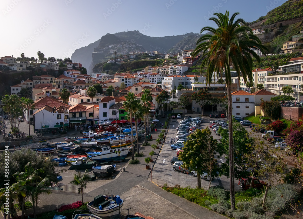 Portugal, Madeira, Funchal - March 2019. View of the old city from above.