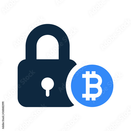 Bitcoin security icon / vector graphics