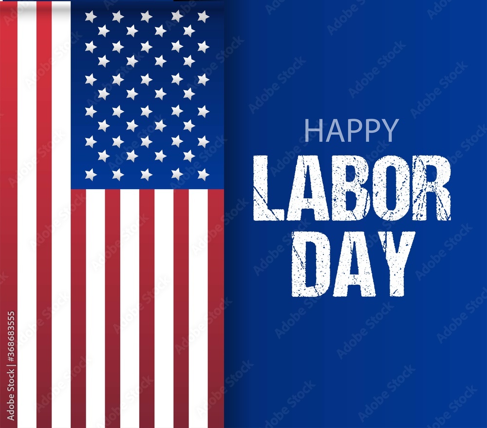 Happy Labor Day banner. Design template. Labor day sale promotion advertising banner template decor with American flag. Voucher discount.  National american holiday. Vector illustration.