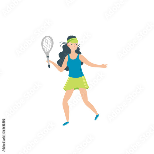 Woman playing tennis. Sportswoman holding rackets and hitting ball © darijashka