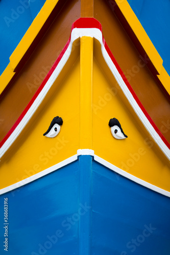 Closeup of a Maltese luzzu eye at Marsaxlokk